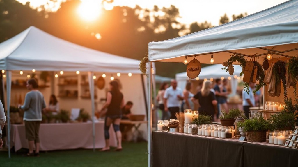 Banchetti e prodotti artigianali al mercato del festival